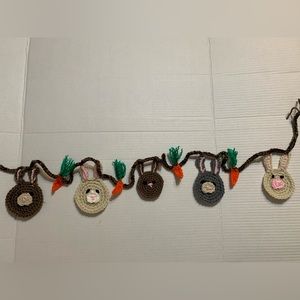 Bunny Rabbit Easter Garland New Five Little Bunnies Four Mini Carrots Handmade